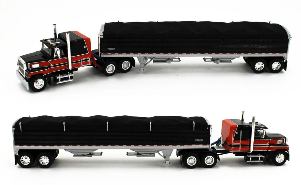 DCP 1:64 *BLACK & RED* FORD LTL 9000 Flattop & Wilson Grain Trailer *NIB* - Image 2 of 4