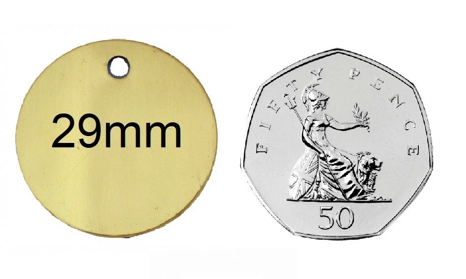 ENGRAVED PET TAGS - Personalised id dog cat tag Brass name small large identity - Image 4 of 4