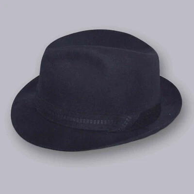 HUCKEL VINTAGE CHAPEAU HOMME FORME FEDORA EN FEUTRE DE LAINE TOUR DE TÊTE 55 - Photo 1/4