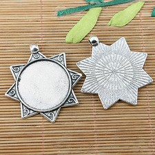 3PCS tibetan silver color round cabochon settings EF2542