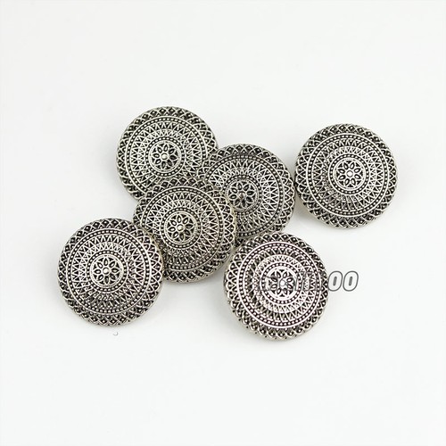 12pcs Bronze Silver Round Metal Shank Buttons Coat Sewing Flower Vintage Button - Picture 2 of 7