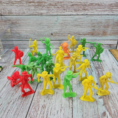 Vintage Tim Mee Toys Plastic Cowboy Indians Marx Plastimarx