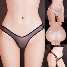 Women Panties See Through Briefs Chinlon Underwear Stretchy Thong Elastic Sexy