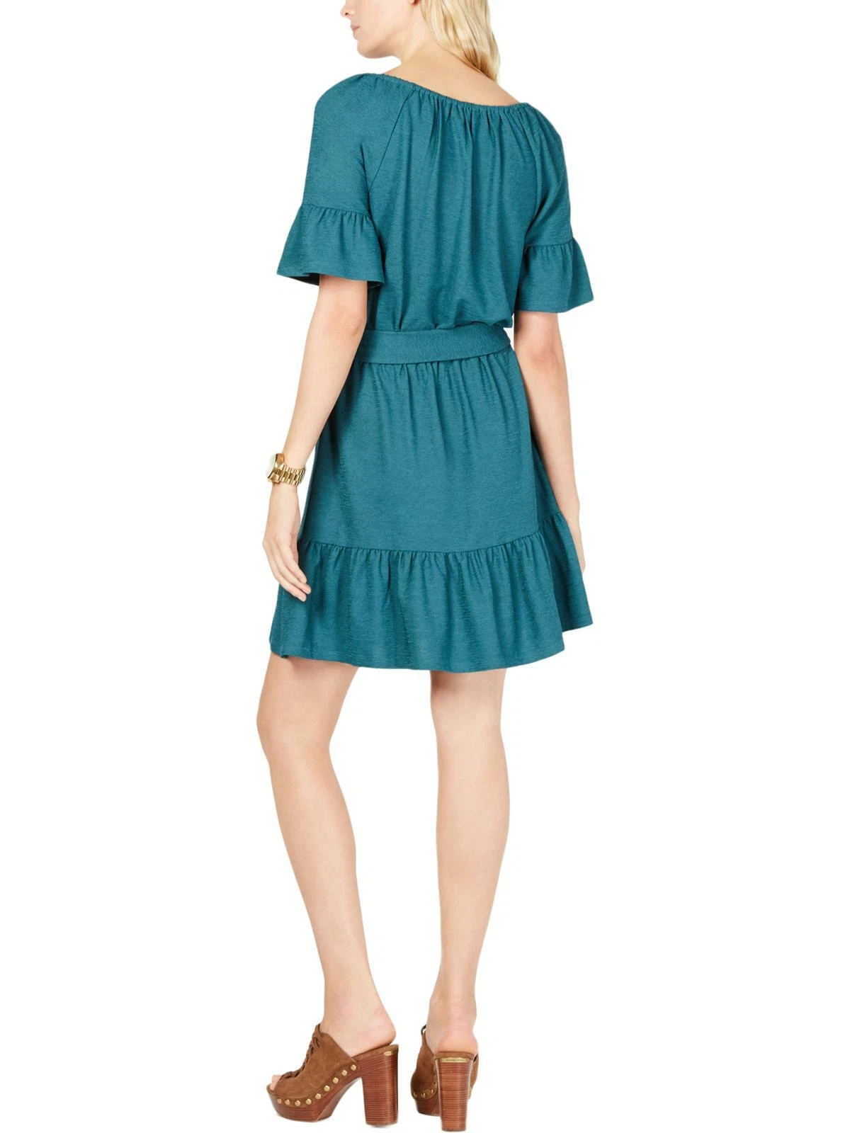 Abito contadino donna Michael Kors con cravatta e foro chiave in vita