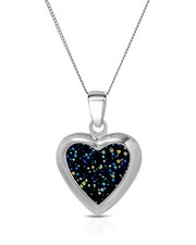 Lovely Heart Necklace W/Genuine Austrian Crystal in 925 Sterling silver 18in