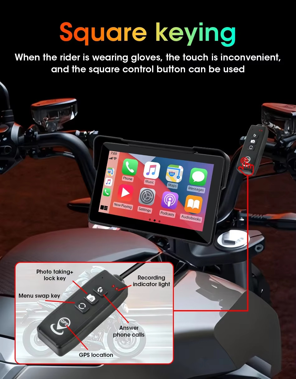 Navigatore Monitor Moto CarPlay Android Auto GPS Wireless Touch 5/7 Pollici Ipx7 - Miniatura 12