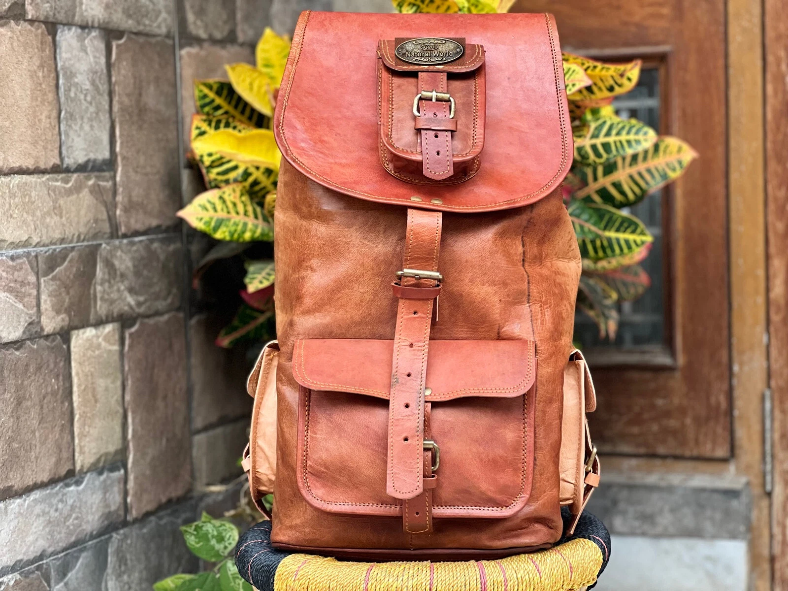 Bag Leather Backpack Men S Genuine Laptop 27" Travel Vintage Satchel Rucksack