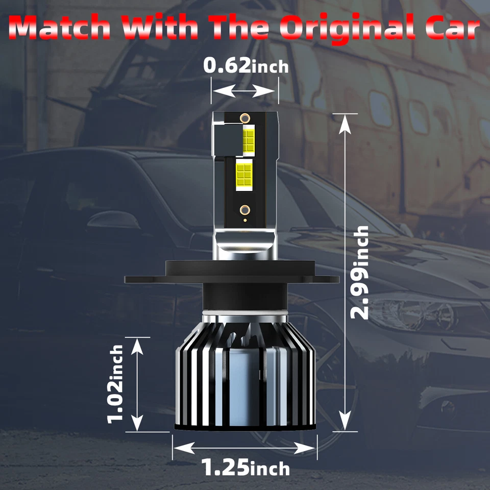 Kit de bombillas de faros LED H4/9003 haz alto/bajo brillante para Mitsubishi Mirage 14-19 Foto 3 de 4