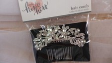 Bridal Hair Veil Comb Crystal Rhinestone 4" His  Hers Silver Elegant Floral NEW