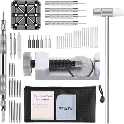 DIY Watch Repair Tool Set with Adjustable Base and Cotter Pins - 24 Pieces