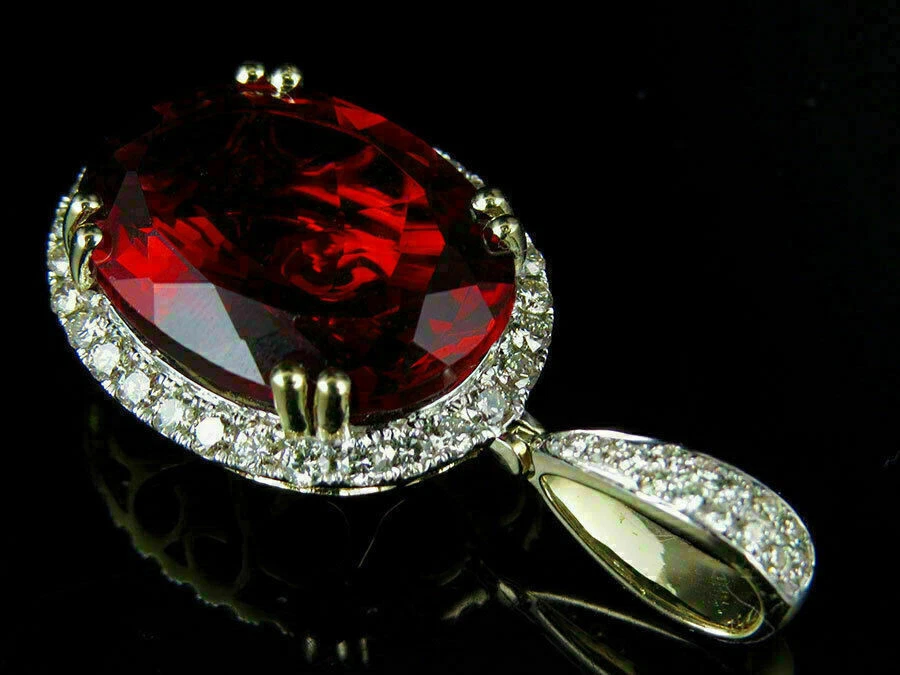 Attractive Halo Style With Oval Red & White Round Stone Handmade Shiny Pendant - Image 3 of 4