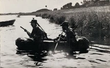 Military Infantry Boat in the River Vintage RPPC 07.24