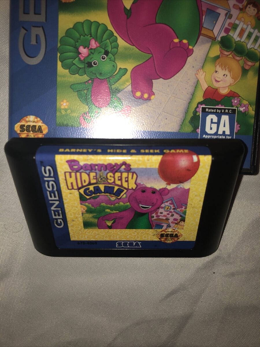 BARNEY HIDE AND SEEK Game Sega Genesis Complete With Box TESTED 10086015348