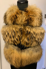 Farmed ranch real fur fox / raccoon vest waistcoat j gilet/ jacket M UK8-10 US4