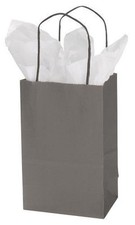 Paper Shopping Bags Gray 100 Retail Merchandise Gift 5  " x 3  " x 8  " Grey