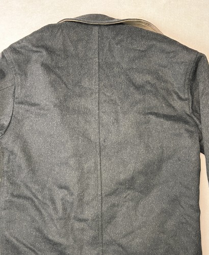 Land's End Wool Mens Long Coat Lined Gray Zipper And Button Up Pockets Med 38/40 - Picture 9 of 9