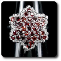 Edelsteine Und Mineralien. Ring Garnet Silber 925.