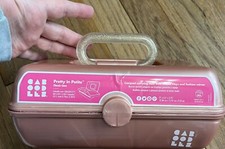 Pretty In Petite Caboodles Pink / Peach Classic Compact Case w/Trays  Mirror