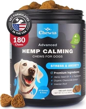 Hemp Calming Chews Dog Treats for Separation Anxiety Thunderstorms Nails, 180ct