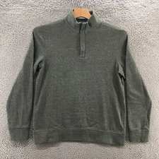 Untuck It Mock Neck Sweater Mens M Green Cotton Blend Long Sleeve Quarter Zip