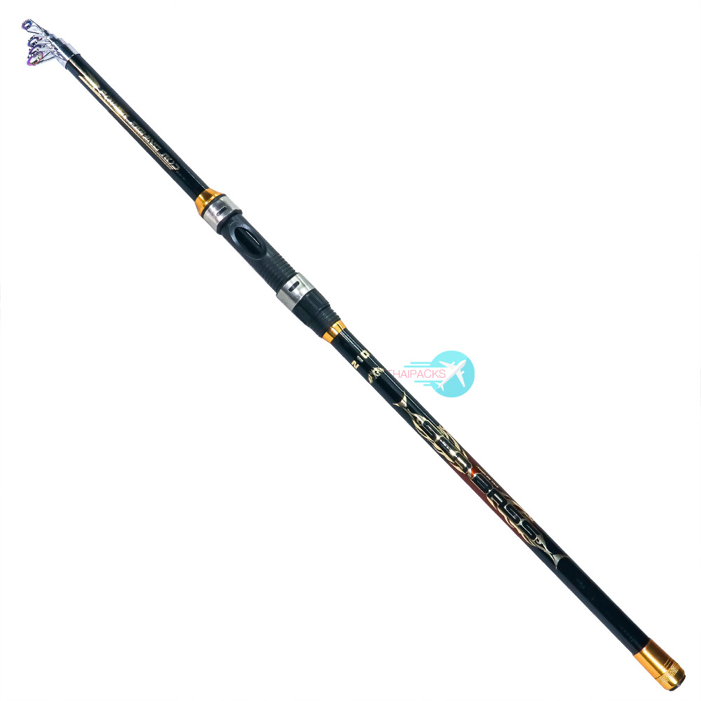 Telescopic Graphite Fishing Rod Travel Spinning Pole Professional Portable Black