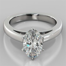 2.00 Ct Oval Cut Lab Created Diamond Engagement Wedding Ring 14K White Gold