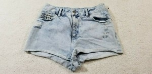 Divided H M Distressed Studded Pocket Low Rise Blue Shorts Womens