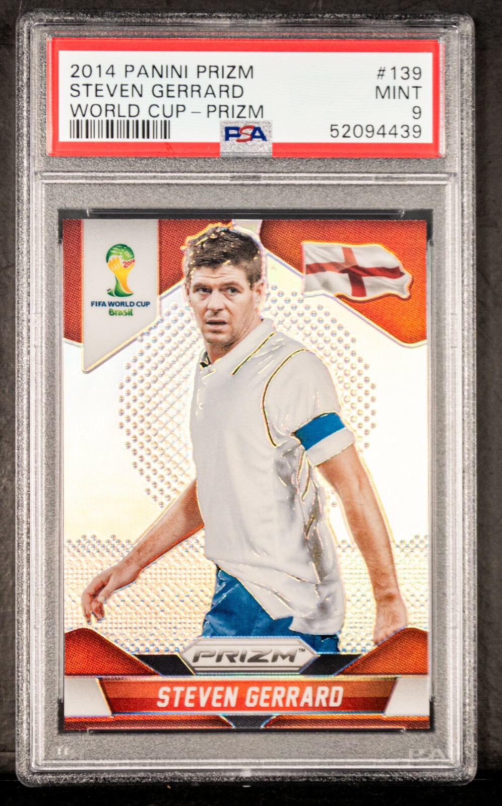 2014 Panini Prizm Steven Gerrard #139 PSA 9 England SILVER PRIZM! LOW POP!