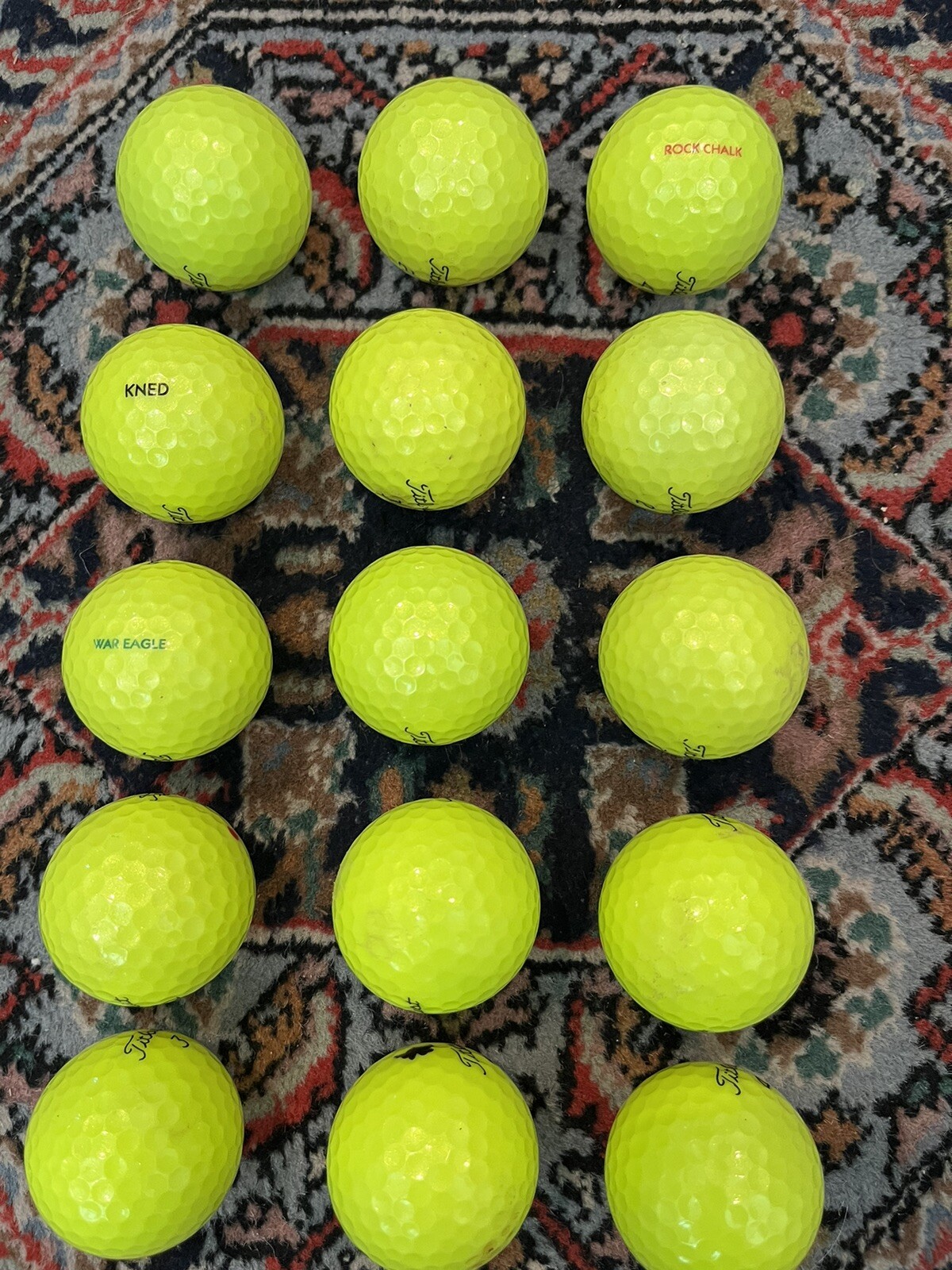 TITLEIST Yellow 15 Used Golf Balls Very Good Condition- ProV1, AVX, & TourSoft