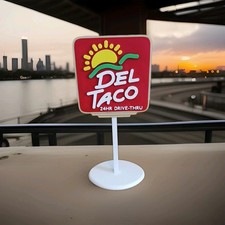 Del Taco Inspired Restaurant Advertising Fast Food Theme Mini Sign Diorama 7" 