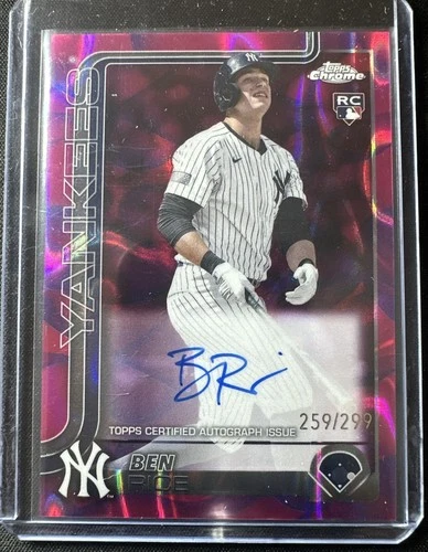 2025 Topps Chrome Update Ben Rice Rookie Auto Magenta/Purple Refractor /299
