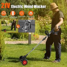 21V Electric Cordless Grass Trimmer Strimmer Garden Edger Cutter with 2 Battery