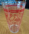 Vintage MCM Federal Glass Cocktail Mixed Drink Recipe Shaker Red Graphics Nice!