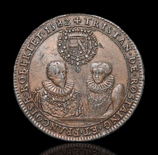 FRANCE. Copper Jeton Philippe Hurault & Anne de Thou 1595 Tristan de Rostaing