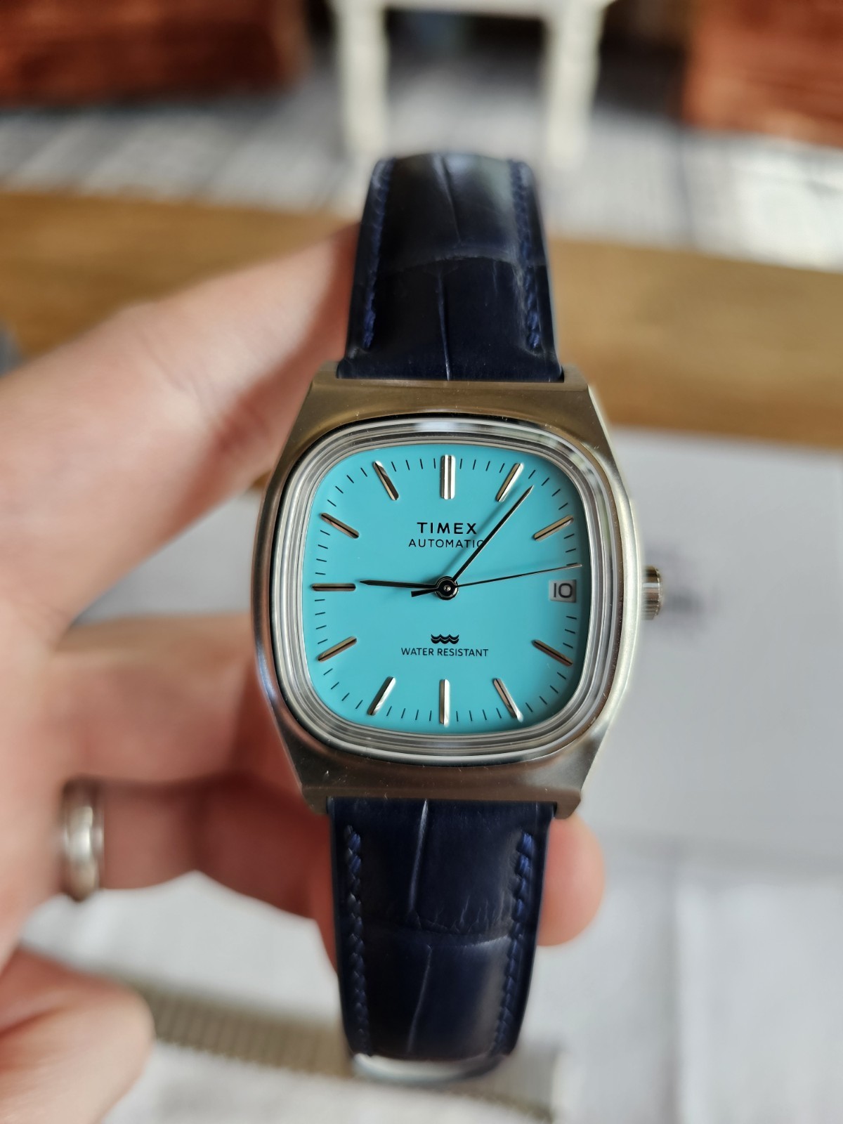 Timex E-Line 1983 – Tiffany Blue Dial – Delugs Crocodile Strap – Summer Luxury image 2