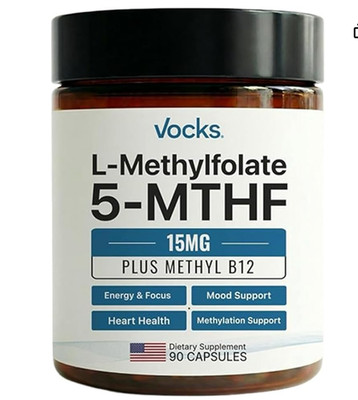 Vocks L Methylfolate 15mg 5-MTHF + Methyl B12 High Potency Methylfolate 90 Caps