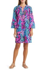 Lilly Pulitzer Norris Shift Ruffle Mini Dress Floral Printed Cotton L 287105
