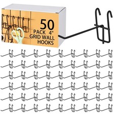 50 PCS Grid Wall Hooks 4 Inch Black Panel Hanger Store Garage Organizer Set