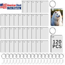 240PCS Sublimation Keychain Blanks 80 MDF Double Sided 160 Rings Clips FROM USA
