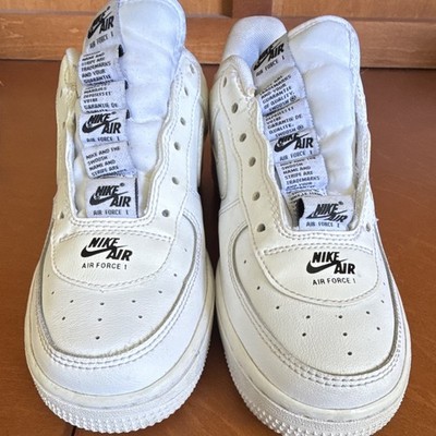 Nike Air Force 1 Low Top Leather Sneakers White Unisex Kids 5Y CJ4092-100