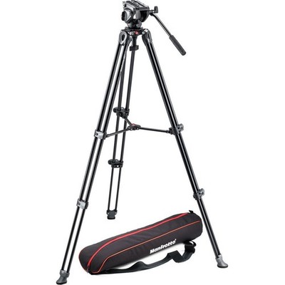 Manfrotto MVH500A Fluid Drag Video Head w/ MVT502AM Tripod and Carry Bag, GREAT