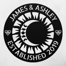 Personalized Couple Names Moon Sun Metal Sign Custom Home Decor Couple Gifts