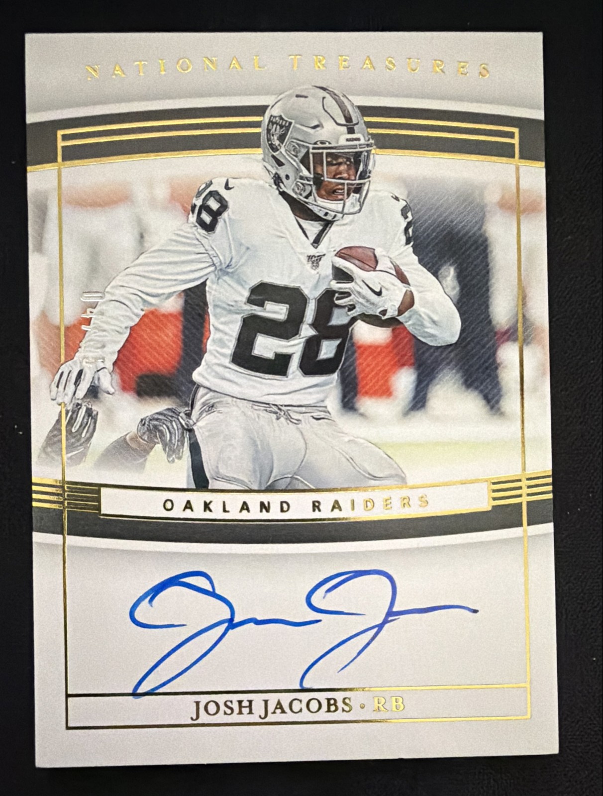 Josh Jacobs Panini National Treasures Rookie Signatures #RSJJ Gold