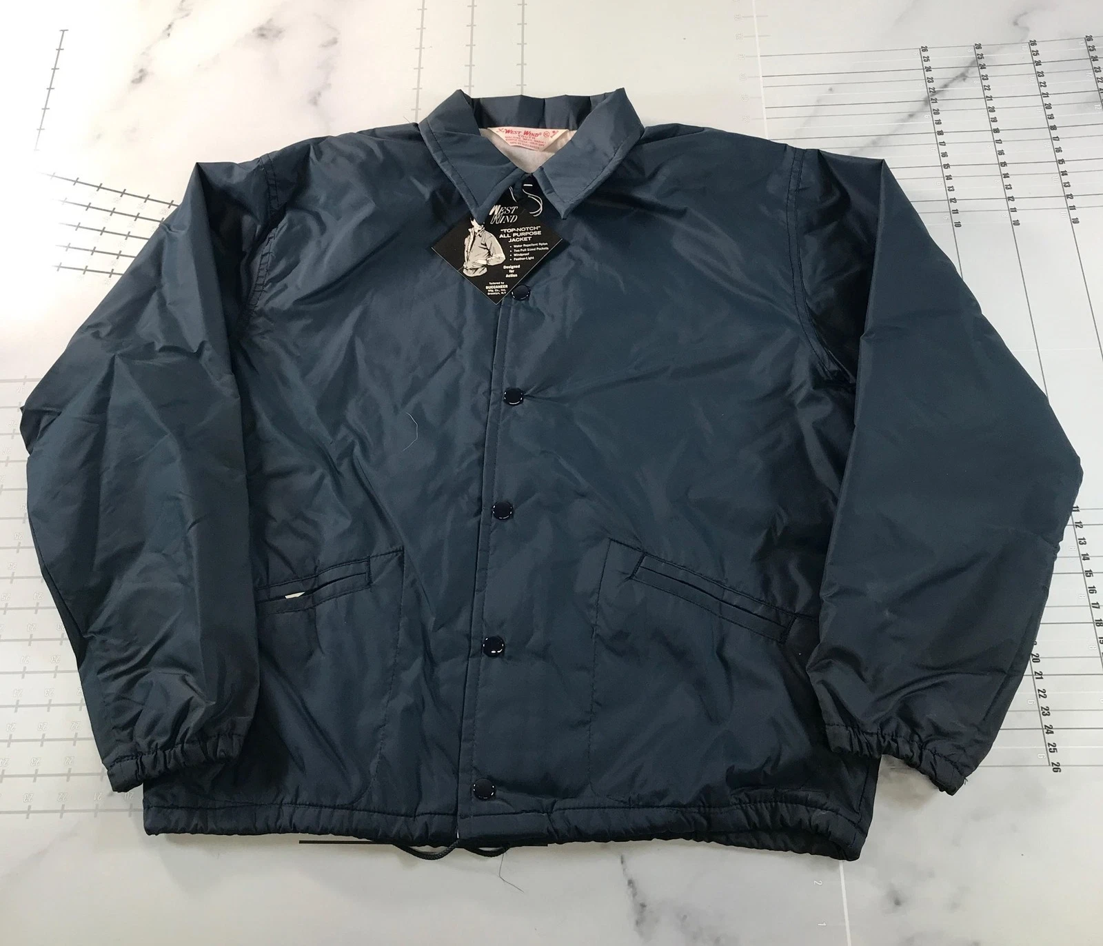 Vintage West Wind Jacket Youth XL Blue Nylon Lined Windbreaker Fall Sports