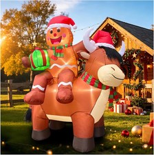 5.8FT Christmas Inflatable Highland Cow, Cute Blow Up Highland Cow with Santa Ha