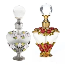 5ml Lady Crystal Glass Perfume Bottle Rose Heart Essential Oil Container Decor