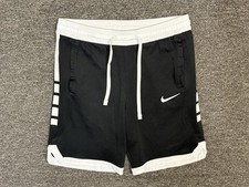 NIKE Kids Size L Dri Fit Elite Stripe Shorts Black White