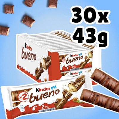 Kinder Bueno Double Bars   30er Pack (30×43 g) Haselnuss-Schokoladenriegel