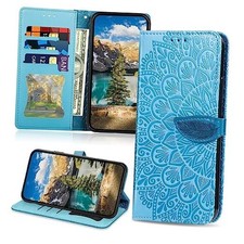 Case Compatible with PU Leather Wallet Case for Women Men, Moto Edge 2021 Blue