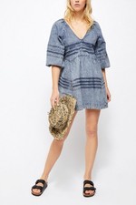 Free People Sweet Surrender Denim Mini Dress Blue Size L Western Boho